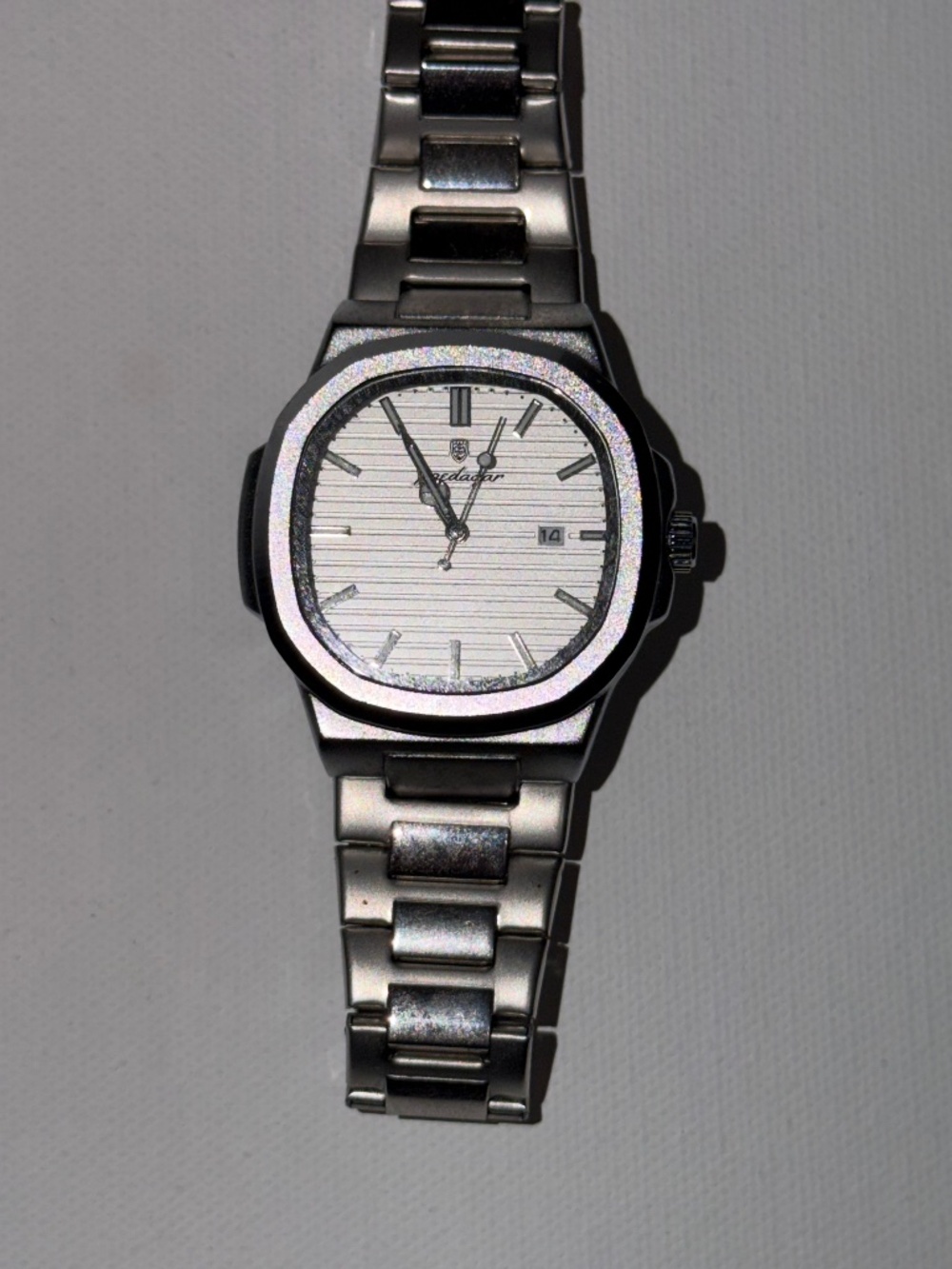 Poedagar Men’s Silver Watch White Dial Stainless Steel Bracelet